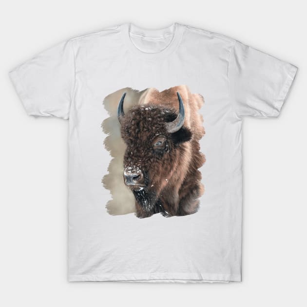 American Bison Portrait T-Shirt by rachelstribbling